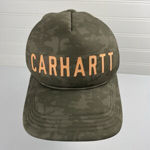 Carhartt Snapback Trucker Hat Burnt Olive Green Camouflage Adjustable Mesh Back